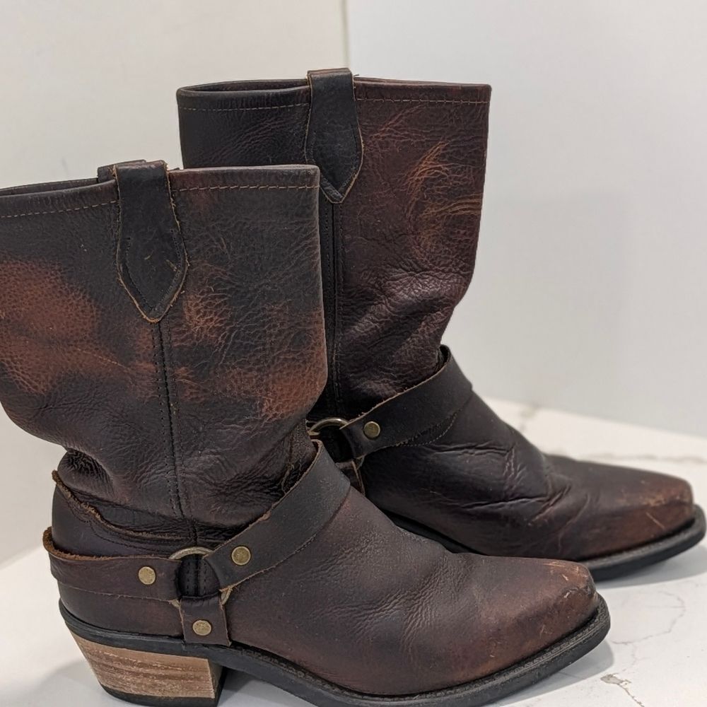 Source Unknown Brown Leather Combat Moto Boots - Picture 2 of 15